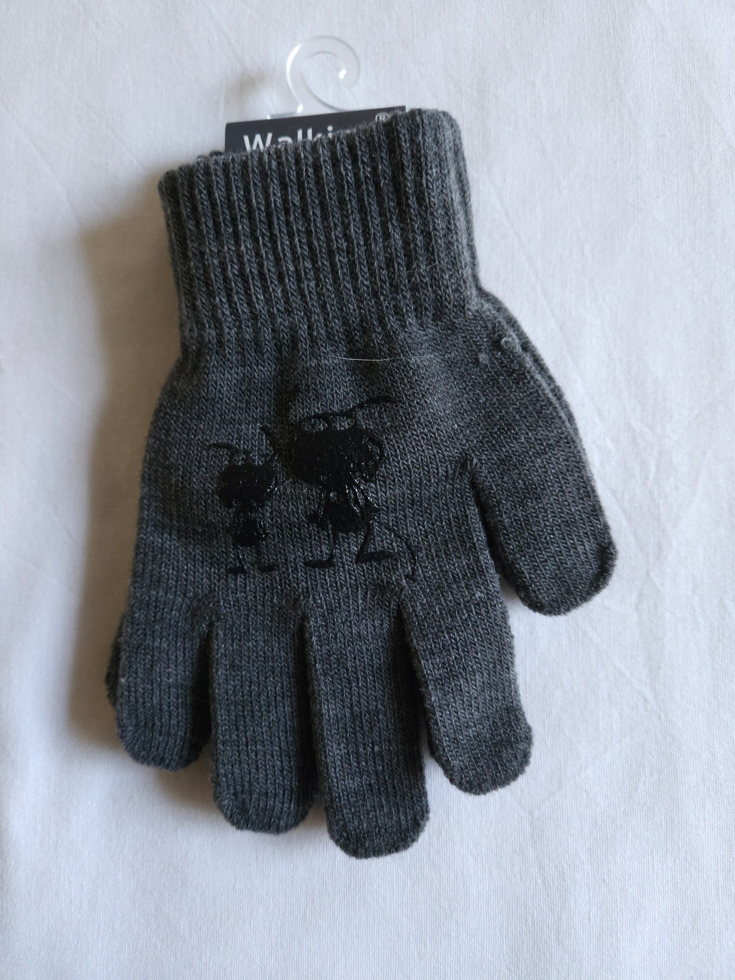 Ribbstickad Magisk fingervante med tryck